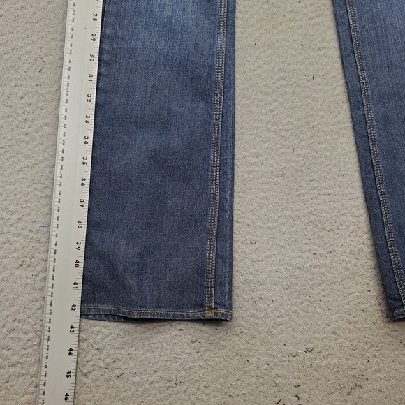 NY&C Curvy Bootcut Jeans Womens 4T Blue Denim Faded Stretch Low Rise Whiskered - Picture 3 of 10